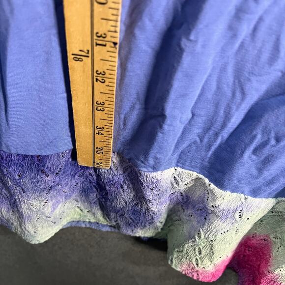LOGO by Lori Goldstein Dress with Tie-Dye Hem Gemstone Blue Petite Small - Picture 6 of 11